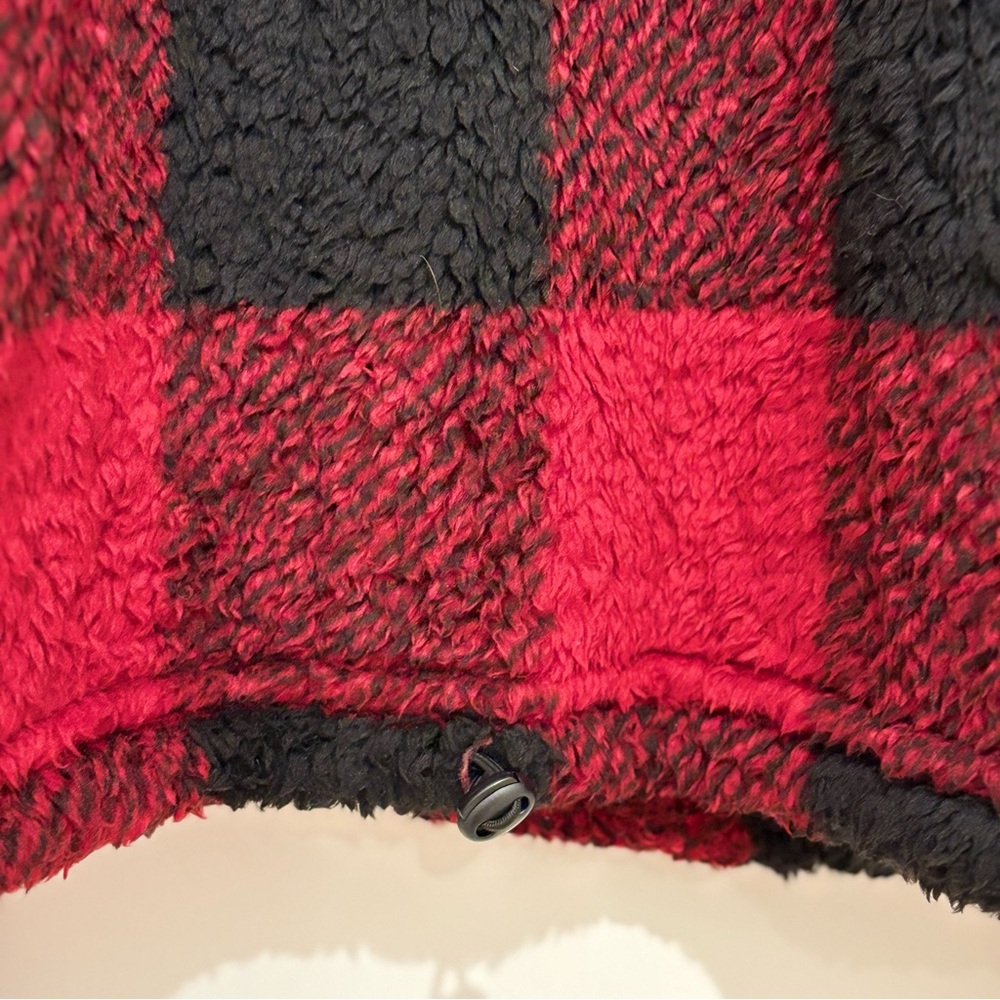 [Love Tree] Buffalo Plaid Sherpa Red/Black 1/4 Zip Pullover Sweater Women’s XL - Picture 6 of 10